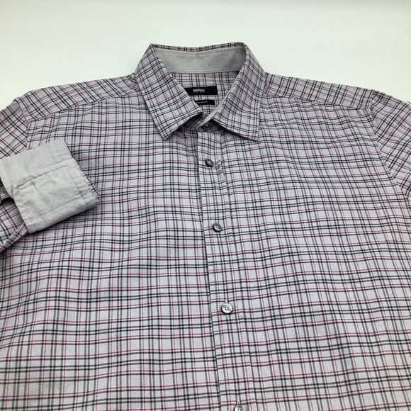 Hugo Boss Mens Regular Fit Long‎ Sleeve Button Up Shirt Size Large - Picture 1 of 7